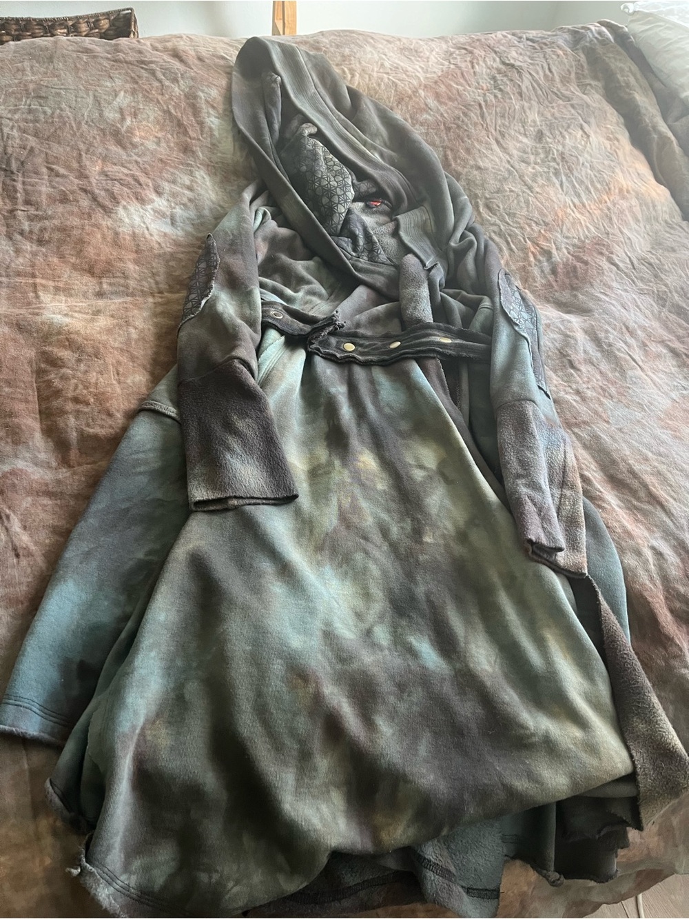 Sew Much Love fleece fluidity coat cardigan M medium green brown burgundy